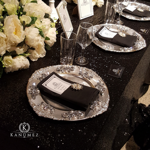 Kanumez Signature Silver Bling Charger Plates